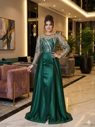 لباس مجلسی مزونی زنانه جنس ساتن و منجوق دوزی شده سایزبندی 40 الی 50 پیراهن مجلسی دخترانه لباس فرمالیته لباس نامزدی و عقد