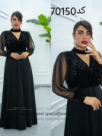 لباس مجلسی مزونی زنانه ماکسی مجلسی مخمل پولک پیراهن مجلسی دخترانه