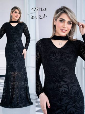ماکسی مجلسی مزونی بلند جنس مخمل سنگی پیراهن مجلسی زنانه سایز بزرگ لباس فرمالیته لباس شب لباس تولد سایزبندی 38 الی 52
