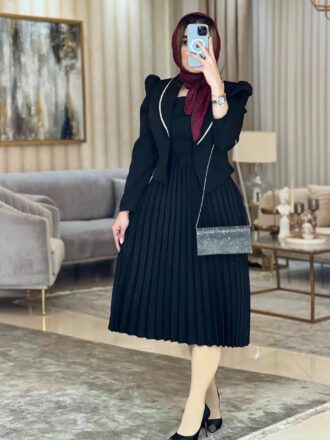 کت و سارافون مجلسی زنانه جنس مازراتی کت و سارافون پلیسه دخترانه سایزبندی 36 الی 44