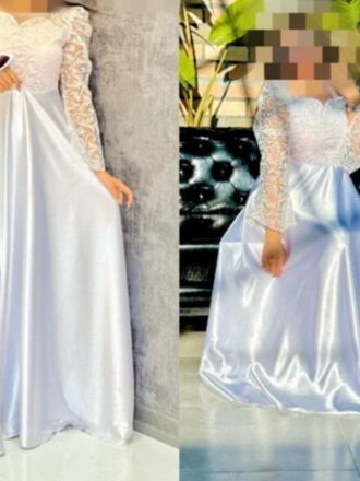 لباس مجلسی مزونی زنانه جنس ساتن آمریکایی و مخمل فلوک پیراهن مجلسی مزونی دخترانه لباس عقد و نامزدی سایزبندی 38 الی 50
