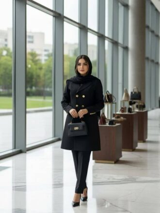 مانتو شلوار رسمی و اداری زنانه جنس مازراتی درجه یک رنگبندی مشکی ست مانتو شلوار مزونی و اداری دخترانه سایزبندی 38 الی 52