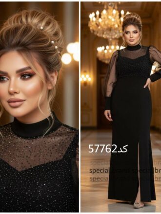 ماکسی مجلسی مزونی زنانه جنس غواصی و تور پولکی پیراهن مجلسی مشکی زنانه لباس مجلسی مزونی دخترانه لباس فرمالیته لباس شب لباس تولر سایزبندی 40 الی 50