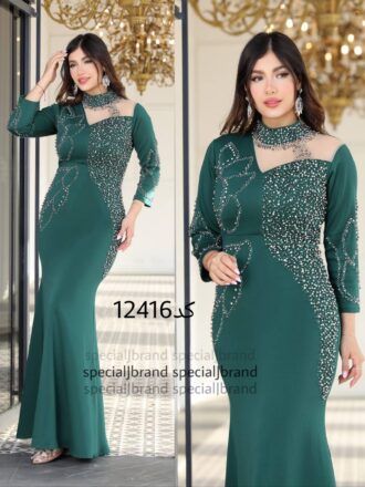 لباس مجلسی مزونی و پوشیده زنانه سایز بزرگ جنس غواصی سنگ و نگین کار شده پیراهن مجلسی زنانه لباس فرمالیته لباس شب لباس حنابندون لباس تولد ماکسی مجلسی دخترانه لباس عقد و نامزدی سایزبندی 40 الی 54