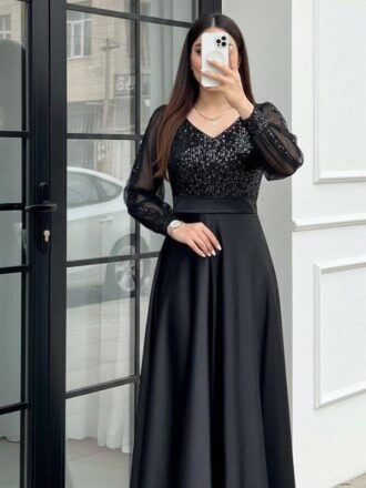 لباس مجلسی مزونی زنانه سایز بزرگ مدل سولینا
